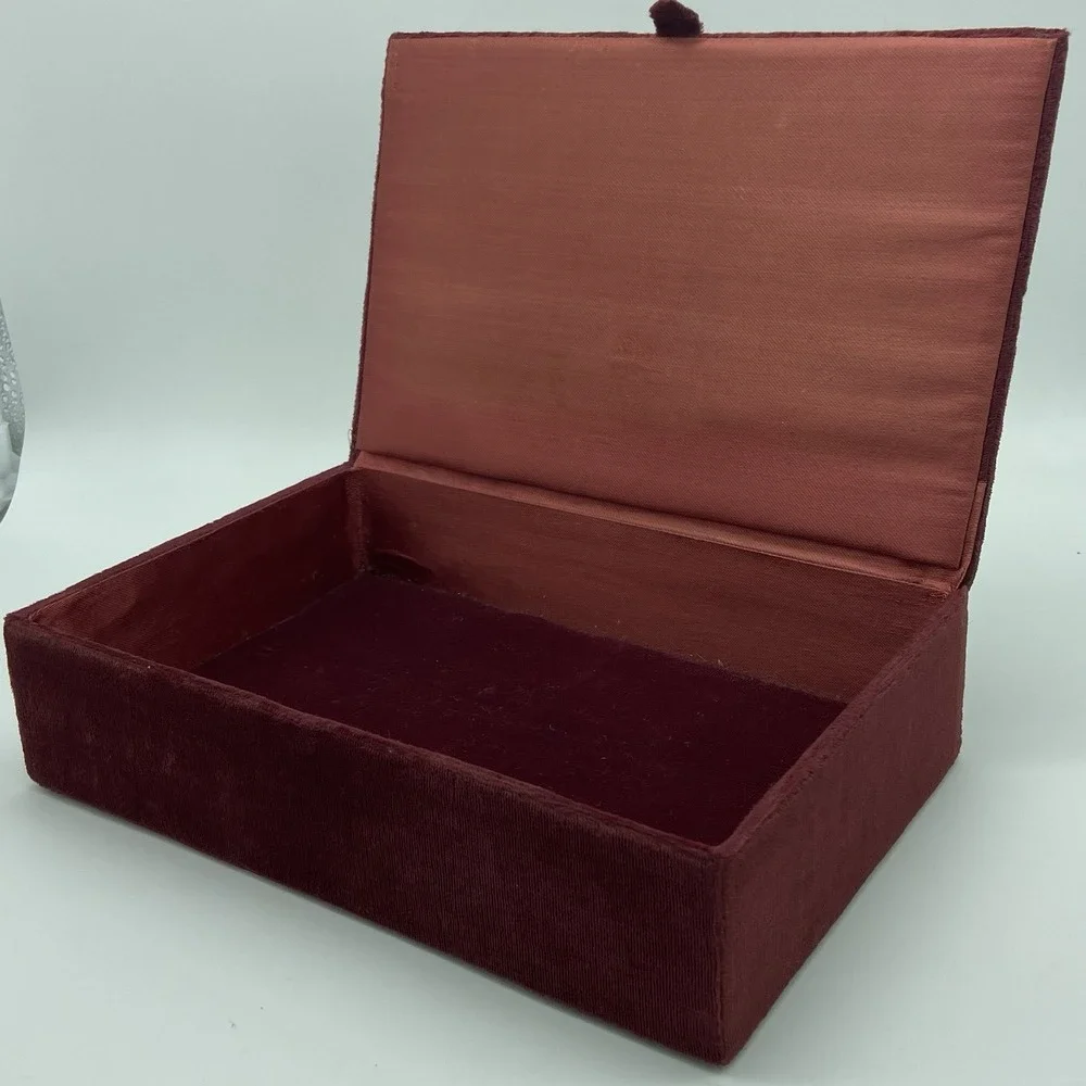 Vintage Handmade In India Red Jeweled Jewelry Box 9